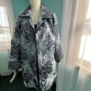 Chicos Knee Length Jacket - Light blue and Navy blue - Size 0